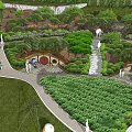 Hobbit Style Residential House With Round Blue Door And Circular Windows In Lush Green Forest