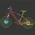 Modern Bicycle With Gray Frame Blue Fork And Orange Rimmed Tires