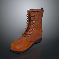 Stylish Brown Leather Mid Calf Boots With Lace Up Design For Daily Use