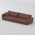 Brown Leather Sectional Sofa Set With Plush Cushions And Modern Design 3d model