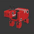 Red Rhino Shaped Smart Robot With Playful Design And Structural Details