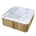 Square Wooden Frame White Interior Jetted Massage Spa Bathtub Design