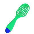 Green Ergonomic Comb With Multiple Rows And Blue Handle Grip 3d model