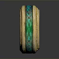 Unique Fashionable Gold Ring With Green Inlay And Intricate Decorative Patterns