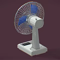 Practical Air Cooler Fan With Blue Blades Metal Mesh Cover And White Base Control Panel