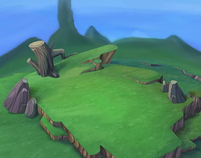 Modern Cartoon Scene Grassland Lawn Cartoon Green Cute 3d model