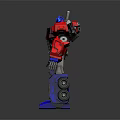 Red Blue Gray Mechanical Robot Character In 3D Render With Detailed Mechanical Body Design