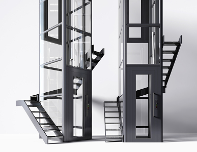 Modern Elevator Stairs 3d model