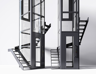 Modern Elevator Stairs 3d model