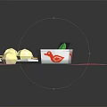 Bowl of Red Soup with White Dumplings and Chopsticks on Red Checkered Cloth