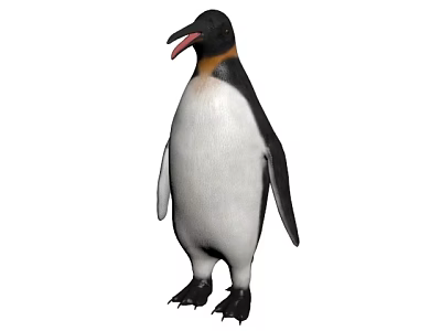 Black And White Reptile Standing Upright With Open Mouth And Webbed Feet 3d model