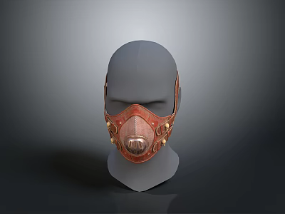 Steampunk Mask Stylish Design With Red Copper Metallic Decorations For Daily Wear 3d model