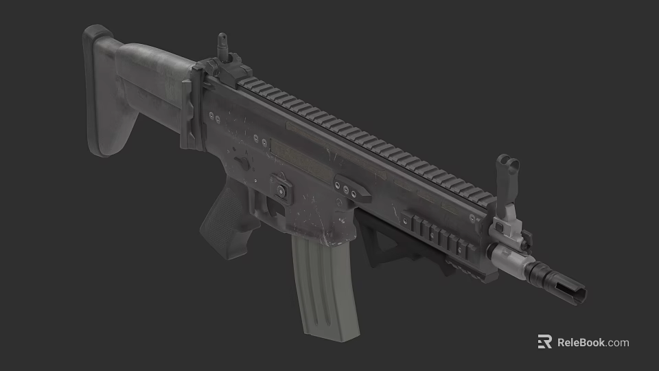 Modern Tactical Assault Rifle With Rail System And Detachable Magazine 3d model 