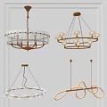 Modern Chandeliers With Glass Elements Gold Frame And Circular Artistic Design