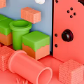Electric Toys with Blue Pink Controllers Bricks Mushrooms and Green Bucket for Kids Play