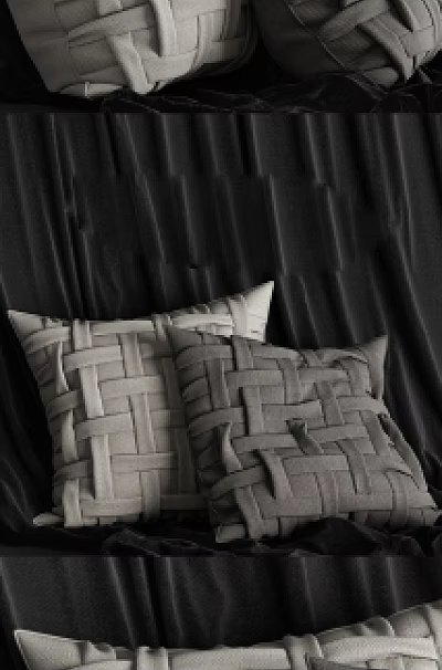 Woven Gray Decorative Pillows with Intricate Textured Pattern for Home Decoration 3d model