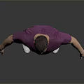 Man in Purple Scrubs Standing on Gray Background with Arms at Sides