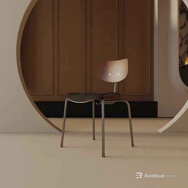 Modern Minimalist Table Lamp With Metal Stand And White Shade On Wooden Desk 3d model 