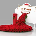 Elegant Floral Installation With Red Roses Mailbox And White Envelope Design 3d model