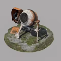 Rusty Industrial Concrete Mixer Machine With Metal Body And Wheels For Construction Use