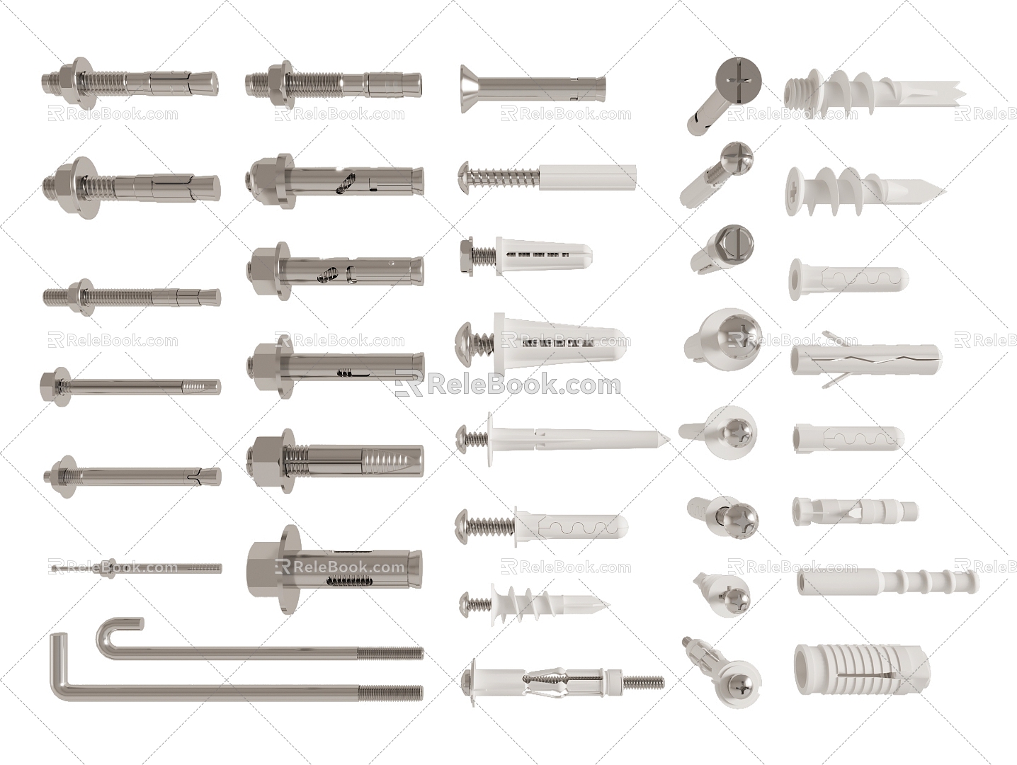 Anchor bolt expansion screw expansion bolt chemical anchor bolt screw nail building material hardware component 3d model