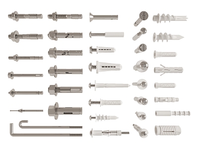 Anchor bolt expansion screw expansion bolt chemical anchor bolt screw nail building material hardware component 3d model