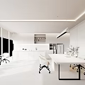 Modern Break Room Interior With Wooden Ceiling Large Windows And Long Wooden Table