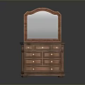 Elegant Classic Wooden Decorative Cabinet With Mirror Top And Multiple Drawers Design