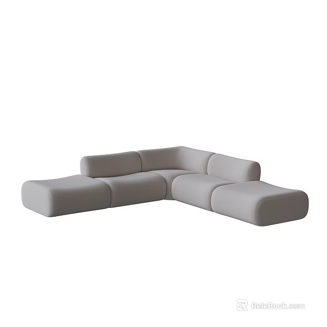 Modern Light Gray Sectional Sofa With Corner Design For Comfortable Living Room 3d model