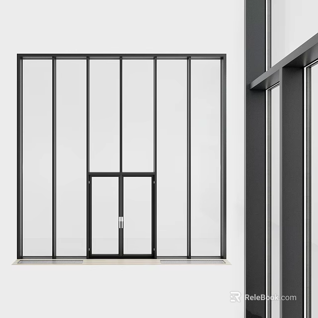 Modern Architectural Casement Window With Black Frame And Transparent Glass Panes 3d model 