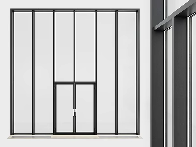 Modern Architectural Casement Window With Black Frame And Transparent Glass Panes 3d model
