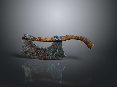 Antique Rustic Axe Weapon with Metal Blade and Weathered Wooden Handle Showcasing Vintage Craftsmanship 3d model