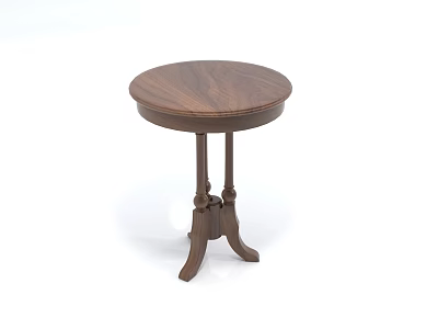 Round Wooden Coffee Table with Three Curved Legs Classic Design Home Living Room Furniture 3d model