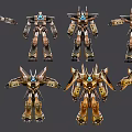 Smart Machines Various Gold And Black Robot Models With Mechanical Structures