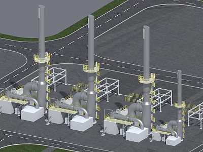 Large Industrial Factory Setup With Pipes Chimneys And Steel Structures 3d model