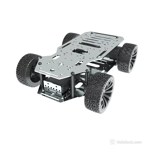 Robot Chassis With Metal Frame Large Tires And Drive System 3d model 