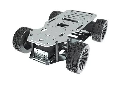 Robot Chassis With Metal Frame Large Tires And Drive System 3d model