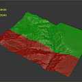 Detailed 3D Terrain Model with Mountains River and Colorful Geographic Features