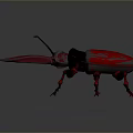 Red Insect Creature With Large Sharp Pincers And Black Red Exoskeleton On Dark Background 3d model