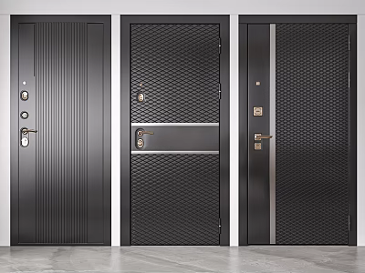 Modern Security Doors With Various Design Patterns And Secure Lock Systems 3d model