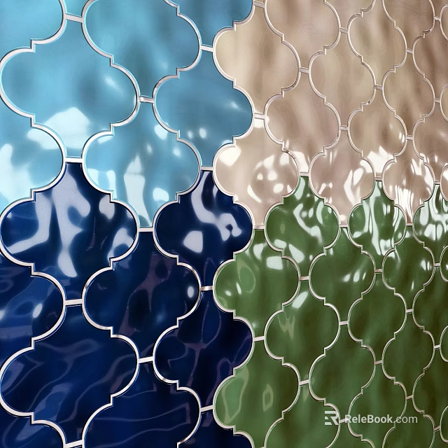 Decorative Colorful Wall Tiles Featuring Various Wave Patterns And Multiple Hues 3d model 