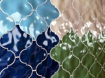 Decorative Colorful Wall Tiles Featuring Various Wave Patterns And Multiple Hues 3d model