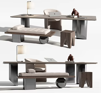 Modern desk chair desk chair combination 3d model