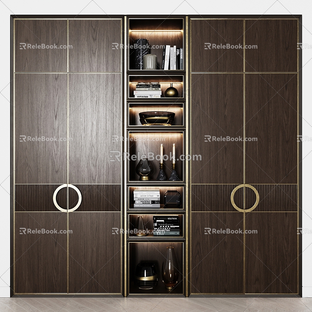 Modern Wooden Display Storage Cabinet 3d model