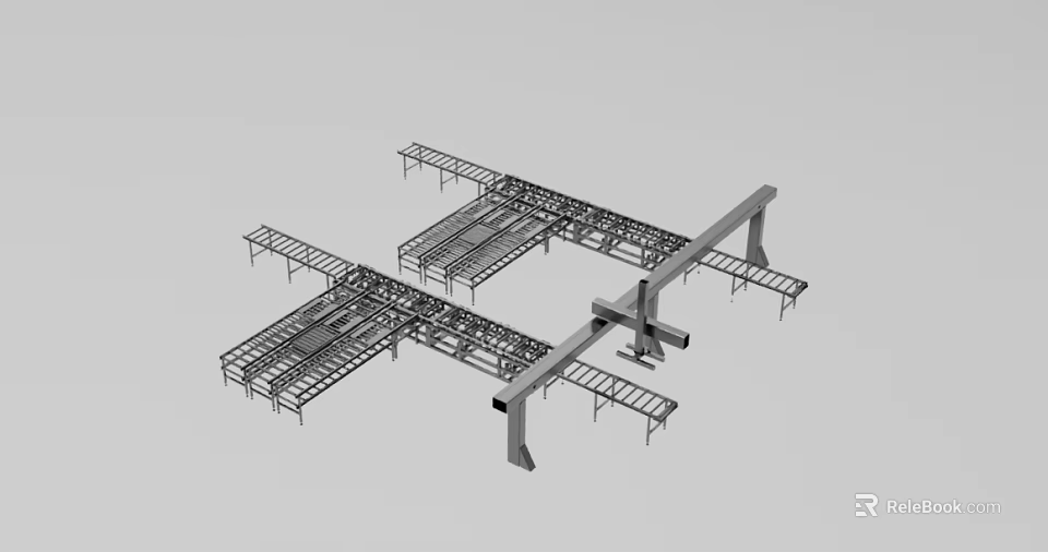 Industrial Equipment Heavy Duty Metal Frame With Cross Beams And Supports 3d model 