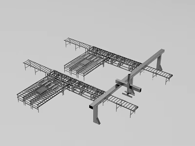 Industrial Equipment Heavy Duty Metal Frame With Cross Beams And Supports 3d model