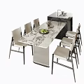 Modern Dining Table Set With Marble Tabletop Matching Chairs And Island Counter 3d model