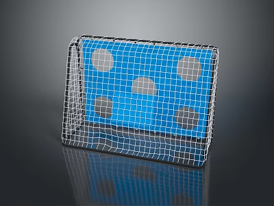 Professional Hockey Goal With White Net Blue Background And Training Equipment Design 3d model