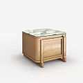 Modern Wooden Bedside Table With Smooth Marble Top And Storage Drawer 3d model