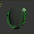Gray Worn Texture Helmet With Blue Glowing Light And Connecting Tubes